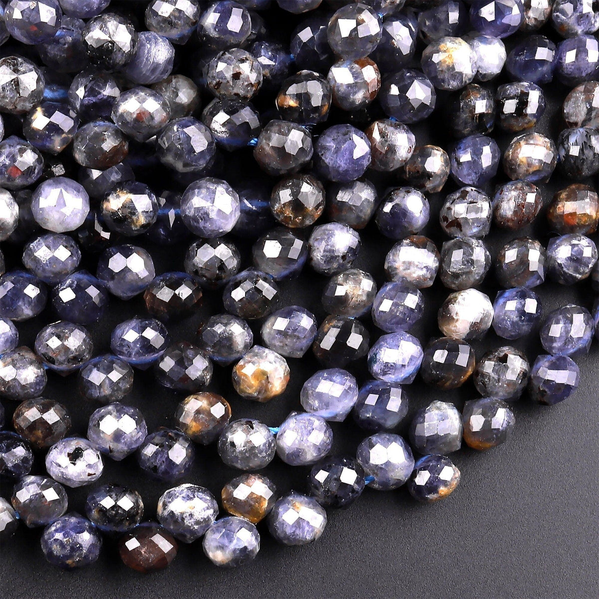 AA Natural Blue Kyanite Faceted 3mm 4mm 5mm Round Beads 15.5